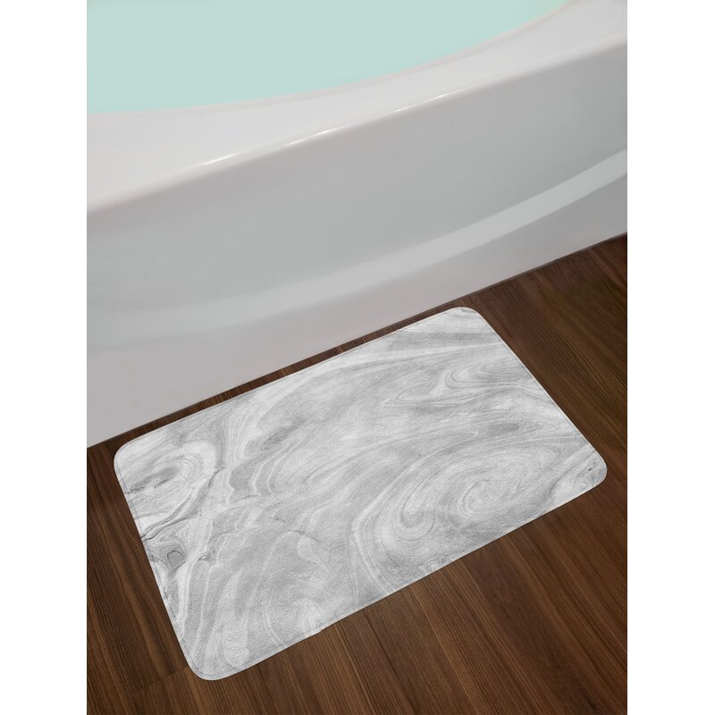 East Urban Home Traditional Pale Gray Marble Bath Rug Wayfair